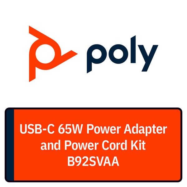 Poly USB-C 65W Power Adapter and Power Cord Kit