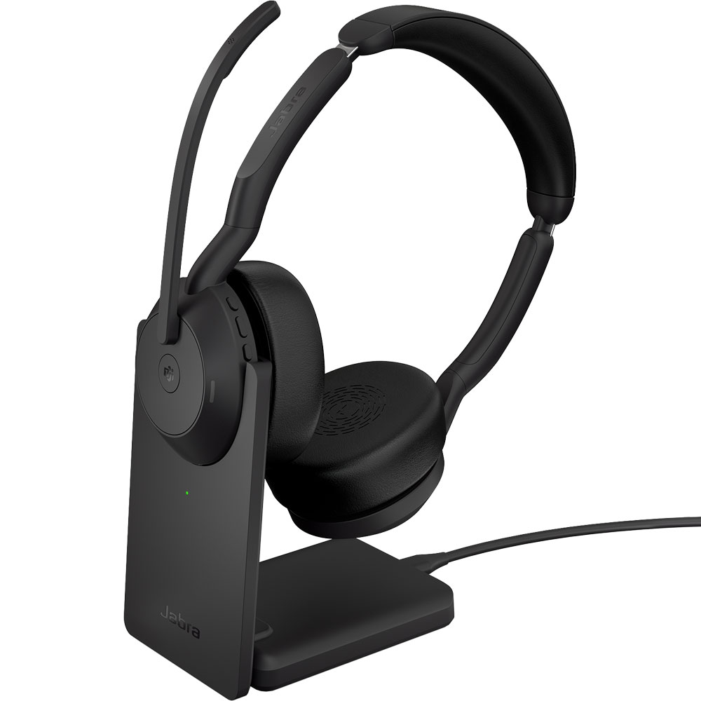 Jabra Evolve2 55 MS Stereo Bluetooth Headset with Desk Stand