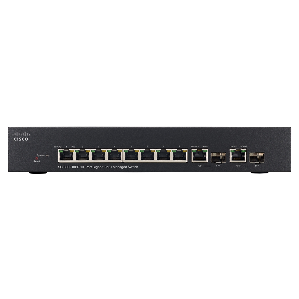Cisco SG300-10PP 8-Port GIGE PoE+ Switch - SG300-10PP-K9-NA