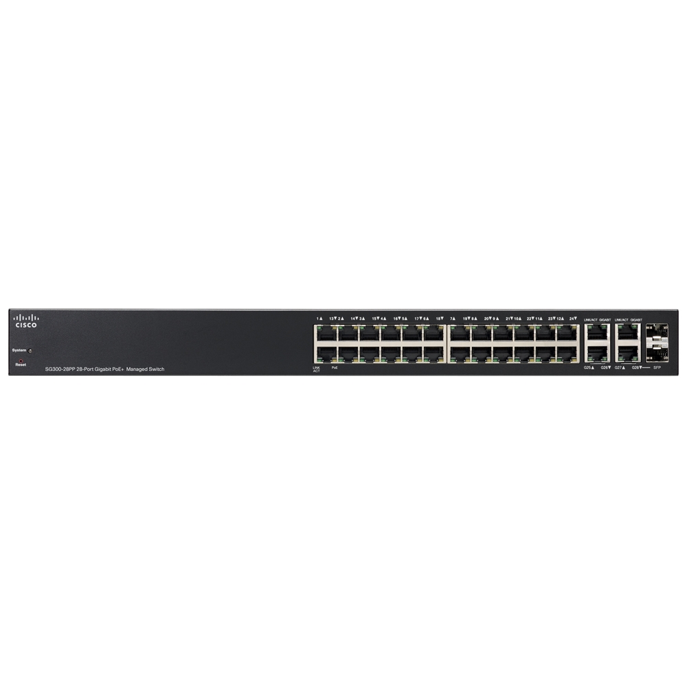 Cisco SG300-28PP 26-Port GIGE PoE+ Switch - SG300-28PP-K9-NA
