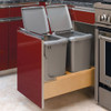 Double 35 Qt Rev-A-Motion Bottom Mount Wood Pullout Waste Containers