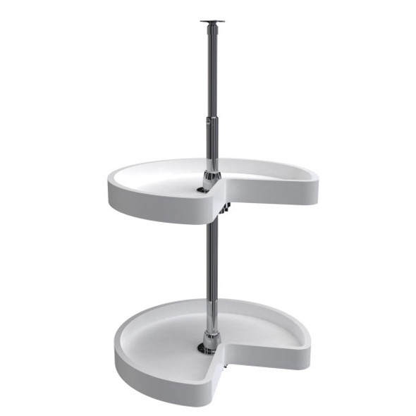 Kidney Shape, Polymer, 2 Shelf Susan, 18", White Kidney Shape, Polymer, 2 Shelf Susan, 18", White