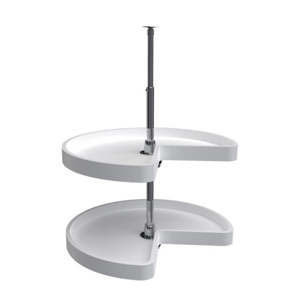 Kidney Shape, Polymer, 2 Shelf Susan, 24\", White Kidney Shape, Polymer, 2 Shelf Susan, 24\", White