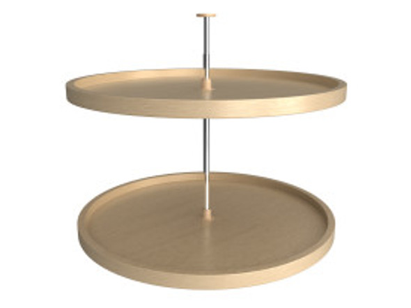 Full Round, Banded Wood, 2 Shelf Susan, 32" Full Round, Banded Wood, 2 Shelf Susan, 32"