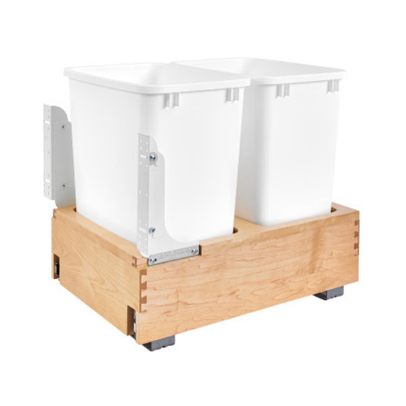 Bottom Mount Pullout Waste Containers, Double, 35qt, White Bottom Mount Pullout Waste Containers, Double, 35qt, White