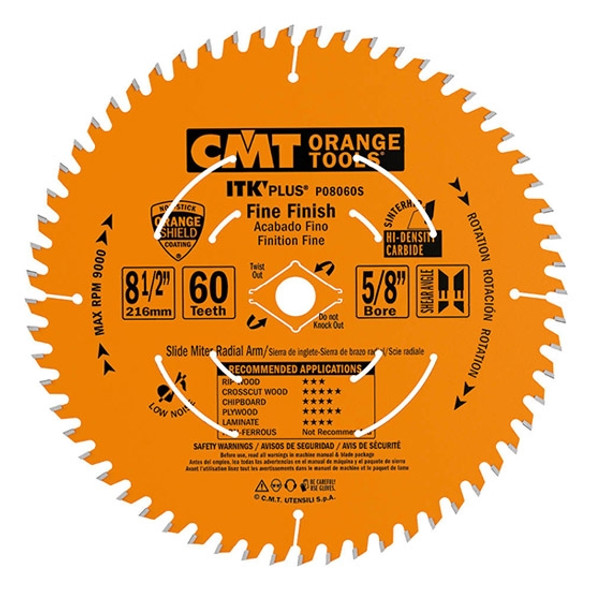 ITK Plus Finish Sliding Compound Saw Blade, 12 x 72 Teeth, 10° ATB+Shear with 1-Inch bore
