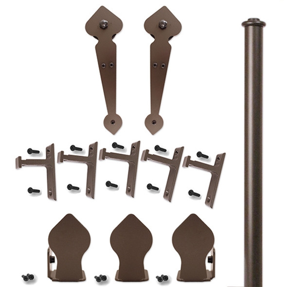 QG Rolling Door Non-Hammered Spade Hardware Kit, w/Long Brackets, Bronze QG Rolling Door Non-Hammered Spade Hardware Kit, w/Long Brackets, Bronze