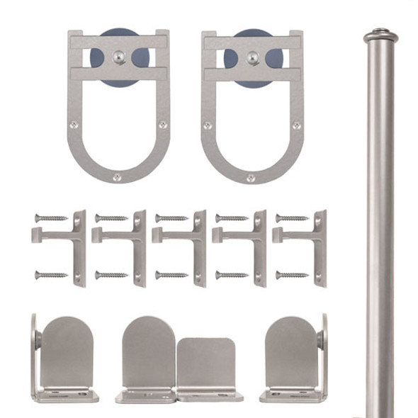QG Rolling Door Horseshoe Hardware Long Bracket Kit Satin Nickel QG Rolling Door Horseshoe Hardware Long Bracket Kit Satin Nickel