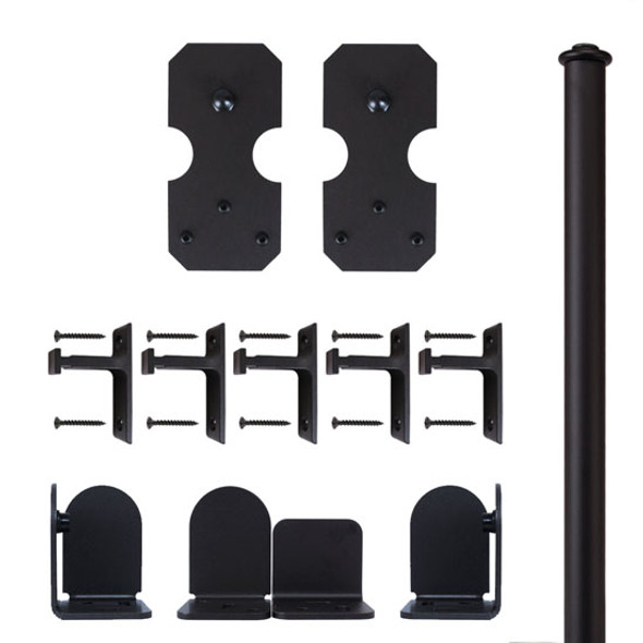 QG Rolling Door Notched Rectangle Hardware Kit, Black QG Rolling Door Notched Rectangle Hardware Kit, Black