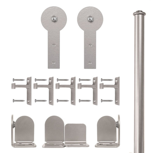 QG Rolling Door Round Stick Hardware Long Bracket Kit Satin Nickel QG Rolling Door Round Stick Hardware Long Bracket Kit Satin Nickel