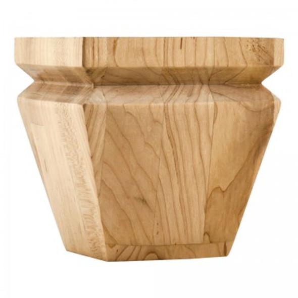 Tall Tapered Bun Foot with "V" Groove 4" Square x 4", Hard Maple Tall Tapered Bun Foot with "V" Groove 4" Square x 4", Hard Maple