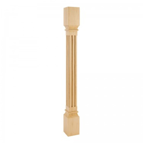 Fluted Post 3-1/2" Square x 35-1/2", Rubberwood Fluted Post 3-1/2" Square x 35-1/2", Rubberwood