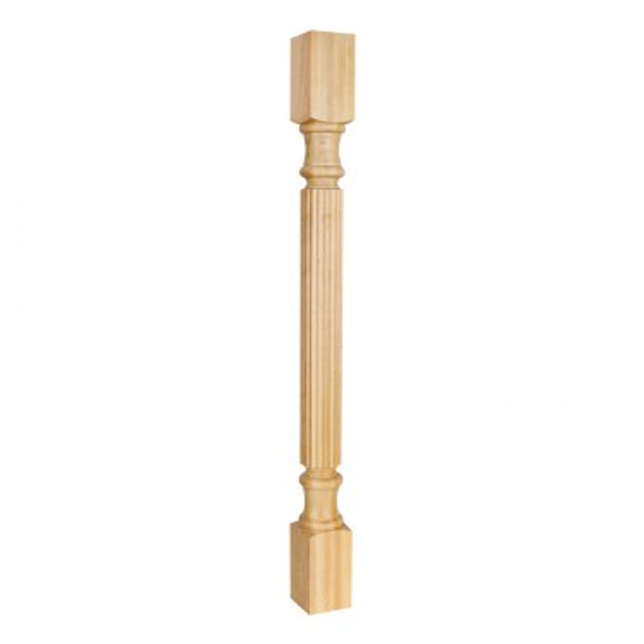 Wood Post with Reed Pattern (Island Leg) 3-1/2" x 3-1/2" x 42", Hard Maple