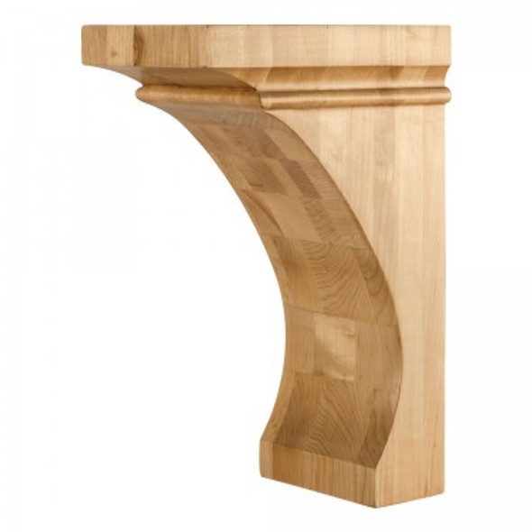 Modern Corbel with Cove Design 5" x 8" x 12", Rubberwood