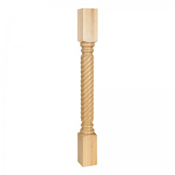 Wood Post with Rope Pattern (Island Leg) 3-1/2" x 3-1/2" x 35- 35-1/2", Oak Wood Post with Rope Pattern (Island Leg) 3-1/2" x 3-1/2" x 35- 35-1/2", Oak