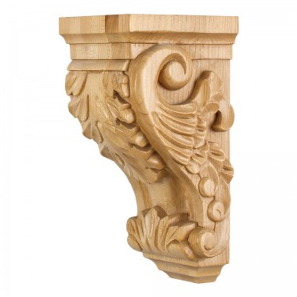 Small Acanthus Wood Corbel 4-1/2" x 5" x 10", Oak Small Acanthus Wood Corbel 4-1/2" x 5" x 10", Oak