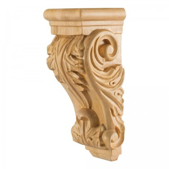 Low Profile Acanthus Wood Bar Bracket 4-7/8" x 4-1/2" x 12", Alder