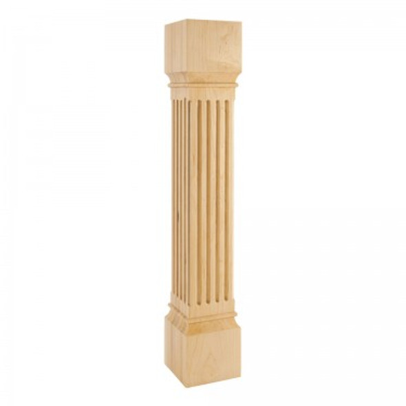 Large Fluted Post 6" Square x 35-1/2", Rubberwood