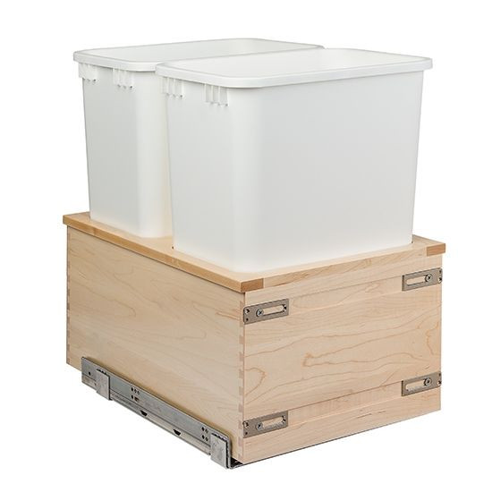 Signature Series Maple 50 Qt. 14-7/8" W Double Waste Basket & Rear Storage System