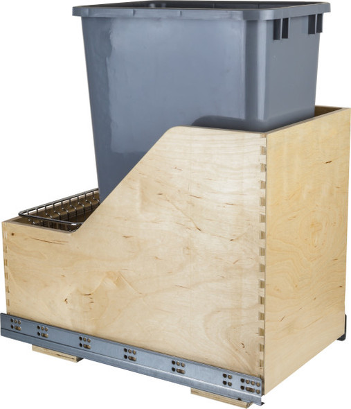 Bottom-Mount Soft-close Pullout Waste Container System with one 50 Quart Gray Can