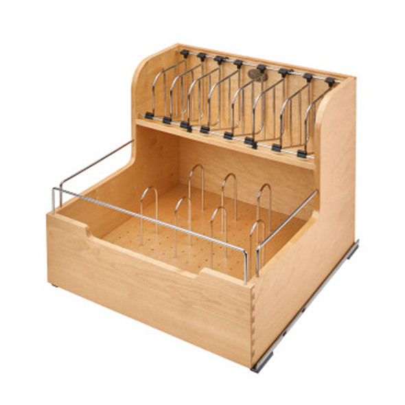 Wood Base Cabinet Food Storage Container Pullout Organizer w/ Soft-Close
