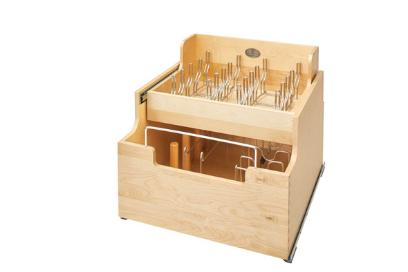 Wood Base Cabinet Cookware Pullout Organizer w/ Soft-Close Wood Base Cabinet Cookware Pullout Organizer w/ Soft-Close