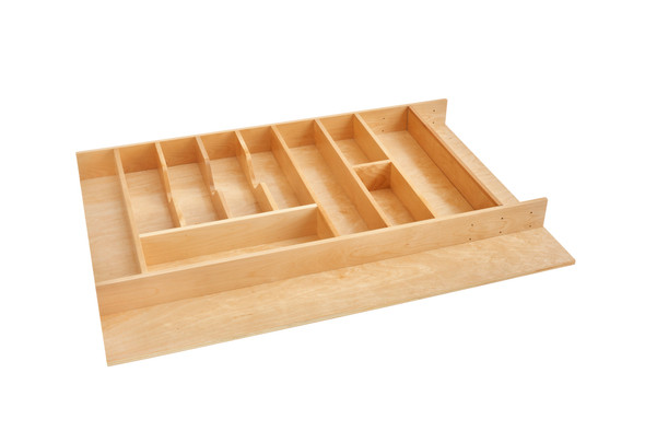 Wood Trim-to-Fit Shallow Utensil/Cutlery Drawer Insert Organizer Wood Trim-to-Fit Shallow Utensil/Cutlery Drawer Insert Organizer