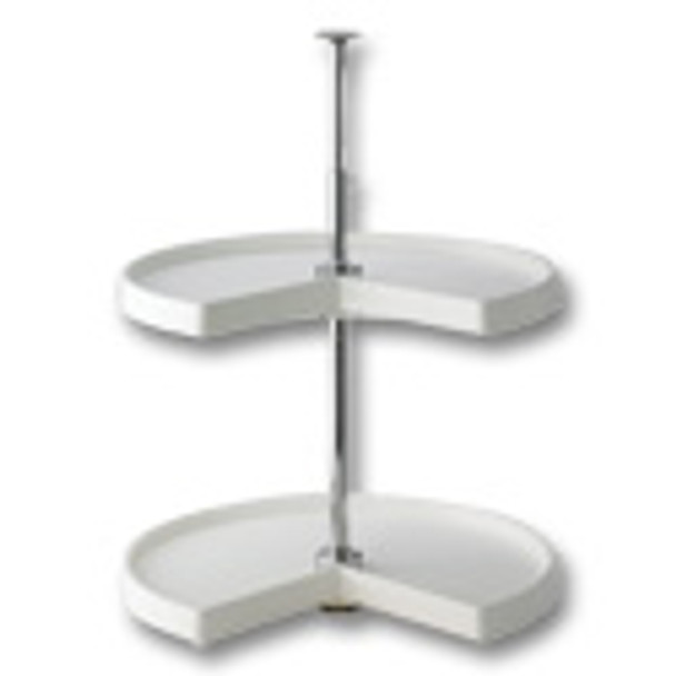 Kidney Shaped Polymer Lazy Susan, Two Shelf, 18\", White Kidney Shaped Polymer Lazy Susan, Two Shelf, 18\", White