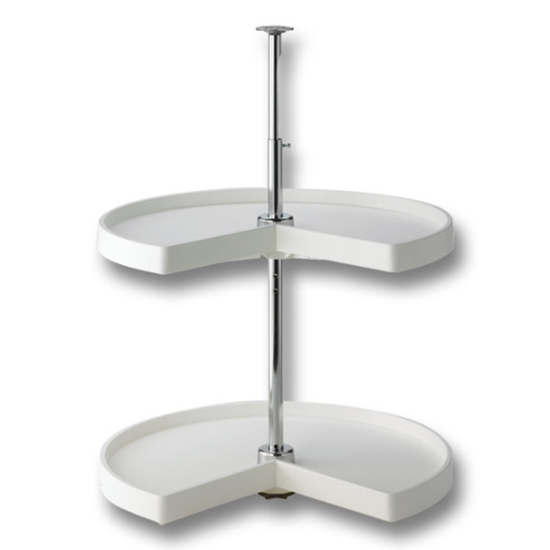 Kidney Shaped Polymer Lazy Susan, Two Shelf, 18", White Kidney Shaped Polymer Lazy Susan, Two Shelf, 18", White