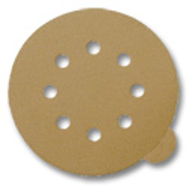 5\" Abrasive Disc 100 Grit Gold PSA Disc w/Tab 8-Hole 5\" Abrasive Disc 100 Grit Gold PSA Disc w/Tab 8-Hole