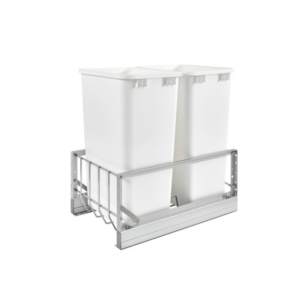 Bottom Mount Waste Pull Out, Double, 50qt, White