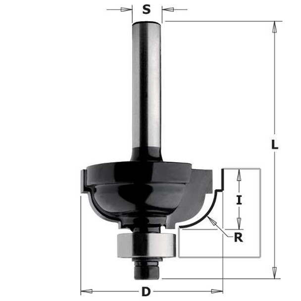 Contractor Cove & Fillet Bit, 1-1/8-inch Diameter, 1/4-inch Radius, 1/4-inch shank Contractor Cove & Fillet Bit, 1-1/8-inch Diameter, 1/4-inch Radius, 1/4-inch shank