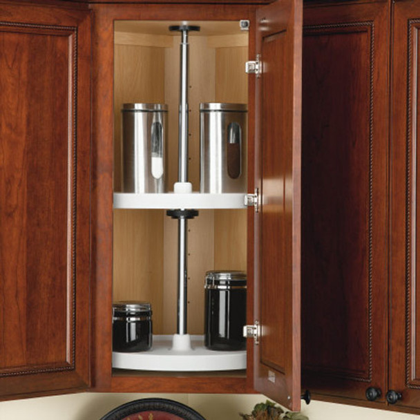 18" Value Line Lazy Susan 2-Shelf Set 26-31 " Tall White Polymer