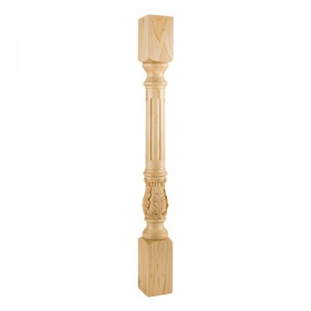 Turned Acanthus Fluted Post 3-1/2" x 35-1/2", Rubberwood Turned Acanthus Fluted Post 3-1/2" x 35-1/2", Rubberwood