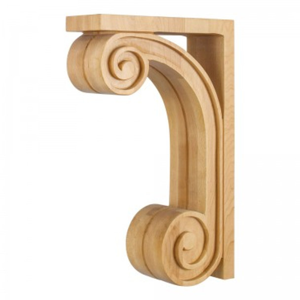 Scrolled Wood Bar Bracket Corbel with Flutted Detailing 3" x 9" x 14", Rubberwood Scrolled Wood Bar Bracket Corbel with Flutted Detailing 3" x 9" x 14", Rubberwood