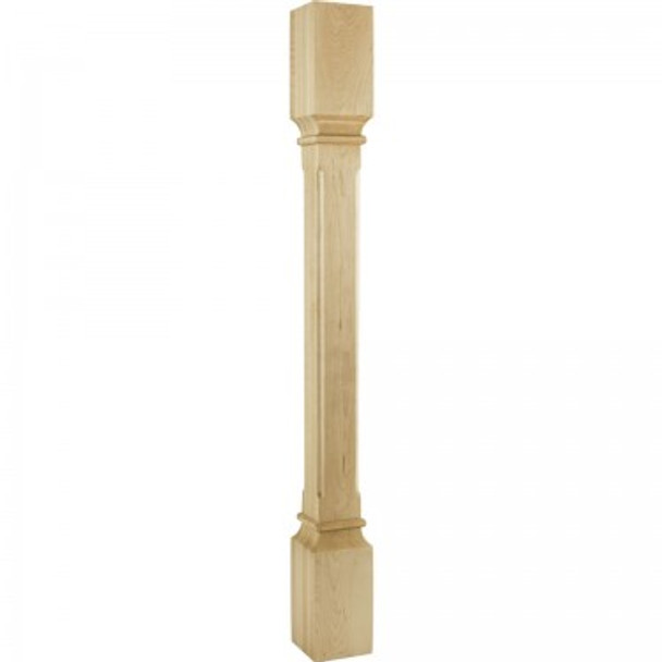 Fluted Corner Modern Wood Post 3-1/2" Square x 35-1/2", Rubberwood Fluted Corner Modern Wood Post 3-1/2" Square x 35-1/2", Rubberwood