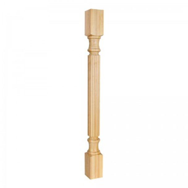 Wood Post with Reed Pattern (Island Leg) 3-1/2" x 3-1/2" x 42", Hard Maple Wood Post with Reed Pattern (Island Leg) 3-1/2" x 3-1/2" x 42", Hard Maple