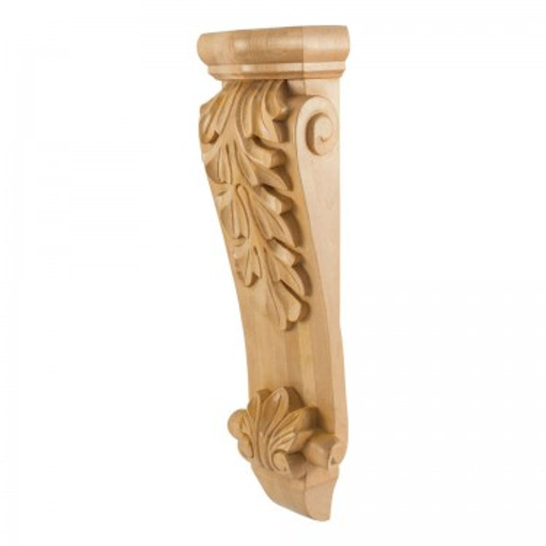 Low Profile, Large Wood Corbel with Acanthus Detail 7" x 3-3/4" x 22", Alder Low Profile, Large Wood Corbel with Acanthus Detail 7" x 3-3/4" x 22", Alder