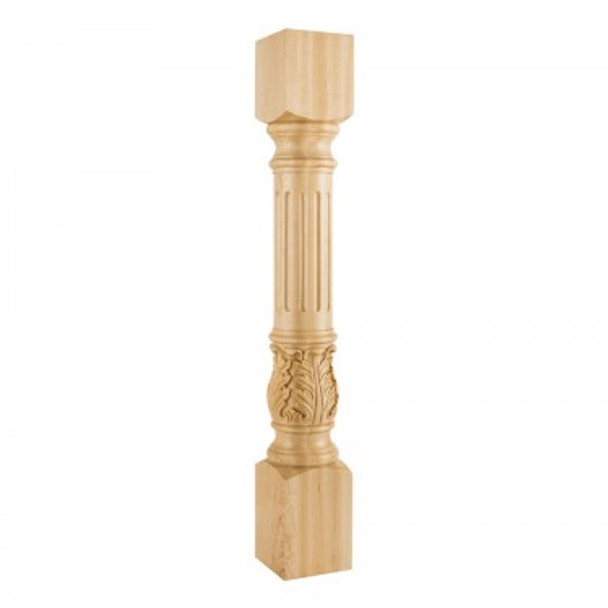 Turned Acanthus Fluted Post 5" x 35-1/2", Alder Turned Acanthus Fluted Post 5" x 35-1/2", Alder