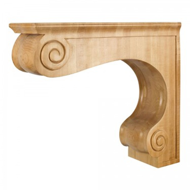 Traditional Large Range Hood Corbel 6" x 18" x 16", Rubberwood
