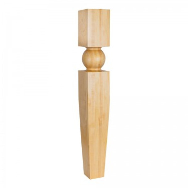 Carved Round Shape and Tapered Leg 5" Square x 35-1/2" Island Post with 5", Rubberwood Carved Round Shape and Tapered Leg 5" Square x 35-1/2" Island Post with 5", Rubberwood