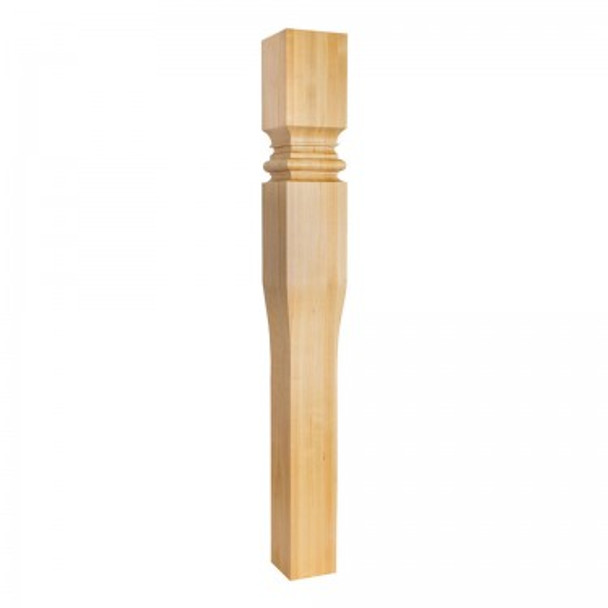 Art Nouveau Tapered Island Post with Bullnose and Cove Accents 5" x 5" x 42", Rubberwood