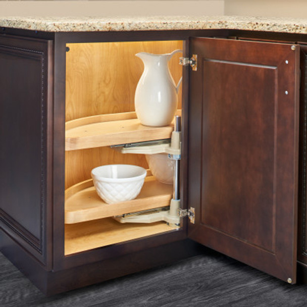 32" Wood Lazy Susan 2 Shelf Set w/Pivot and Slide Hardware Natural Wood Maple