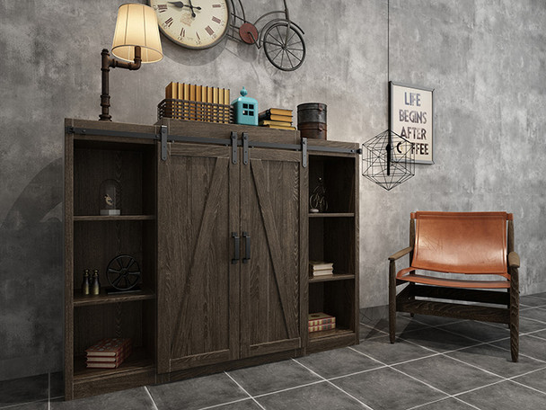 48" Furniture Rolling Door Flat Rail, Black 2 48" Furniture Rolling Door Flat Rail, Black 2