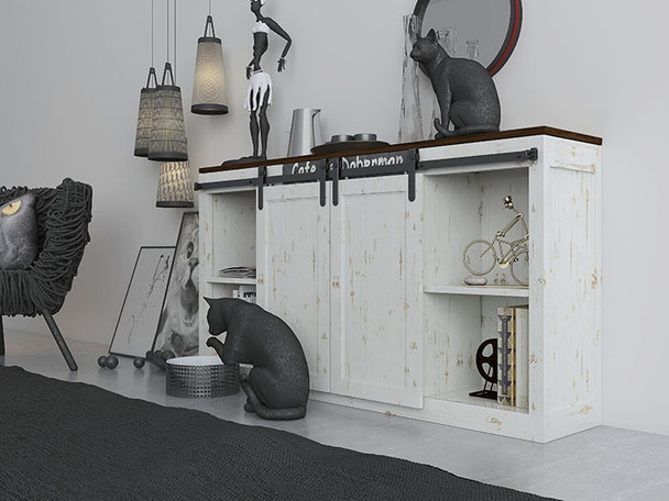 48" Furniture Rolling Door Flat Rail, Black 3 48" Furniture Rolling Door Flat Rail, Black 3