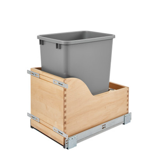 Single Soft-Close Reduced Depth Waste Container Pullout w/ Tandem Heavy-Duty Slides 1