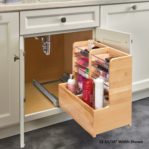 L-Shaped Vanity Organizer w/ Soft-Close Tandem Blumotion Slides For 30" Base Cabinet