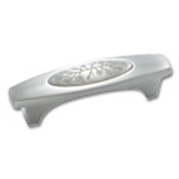 Royal Leaf Pull 3"cc Satin Nickel