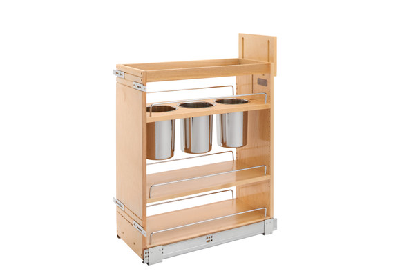 Wood Base Cabinet Utensil Pullout Organizer w/ Soft-Close