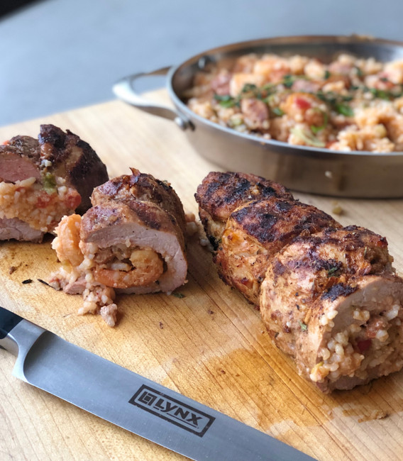 RECIPE: HONEY-GLAZED CREOLE PORK TENDERLOIN WITH JAMBALAYA STUFFING